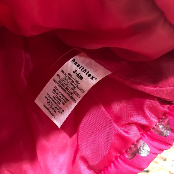 HealthTex Pink Silver Heart Puffer Vest 3-6 Months - Picture 3 of 4